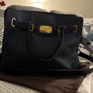 Michael Kors Black Satchel with Gold Accents